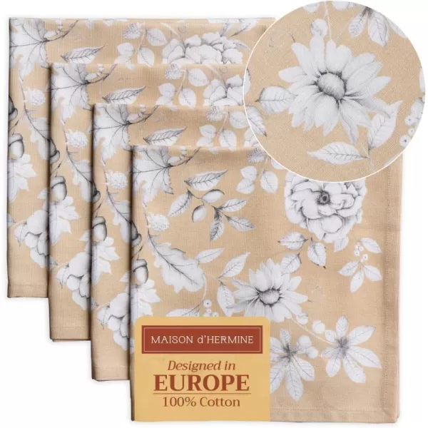 imageMaison d Hermine Napkins 100 Cotton Set of 4 Decorative Napkin Washable Cloth Napkins for Gifts Home Wedding Party ampamp Camping Whitish Shabby Chique  ThanksgivingChristmas 20x2019  Pretty Autumn