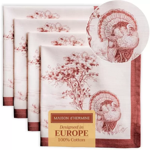 imageMaison d Hermine Napkins 100 Cotton Set of 4 Decorative Napkin Washable Cloth Napkins for Gifts Home Wedding Party ampamp Camping Whitish Shabby Chique  ThanksgivingChristmas 20x2014  Holy Jouy  Brown