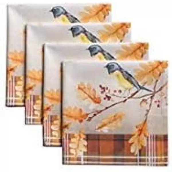 imageMaison d Hermine Napkins 100 Cotton Set of 4 Decorative Napkin Washable Cloth Napkins for Gifts Home Wedding Party ampamp Camping Whitish Shabby Chique  ThanksgivingChristmas 20x2011  Oak Leaves