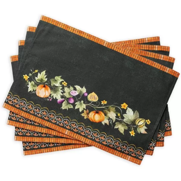 imageMaison d Hermine Placemat 100 Cotton Decorative Washable Table Placemats Dining Home Wedding Banquet Buffet Pumpkin Garden  Dark Green  ThanksgivingChristmasSet of 4