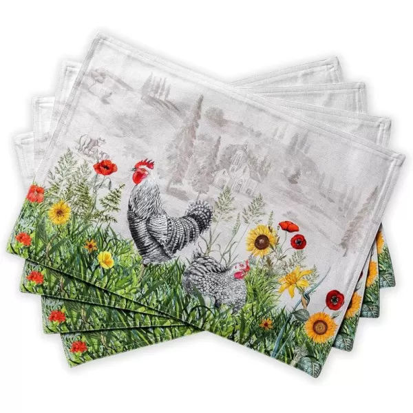 imageMaison d Hermine Placemats 100 Cotton Set of 4 Dinner Placemat Decorative Washable Cloth Placemat Dining Buffet Parties ampamp Camping Rose Garden  SpringSummer17  Basse Cour