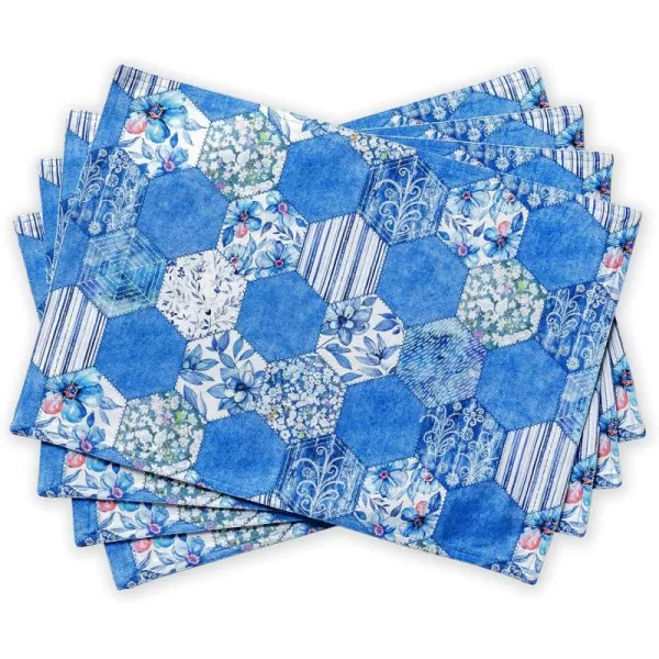 imageMaison d Hermine Placemats 100 Cotton Set of 4 Dinner Placemat Decorative Washable Cloth Placemat Dining Buffet Parties ampamp Camping Rose Garden  SpringSummer43  Summer Blues