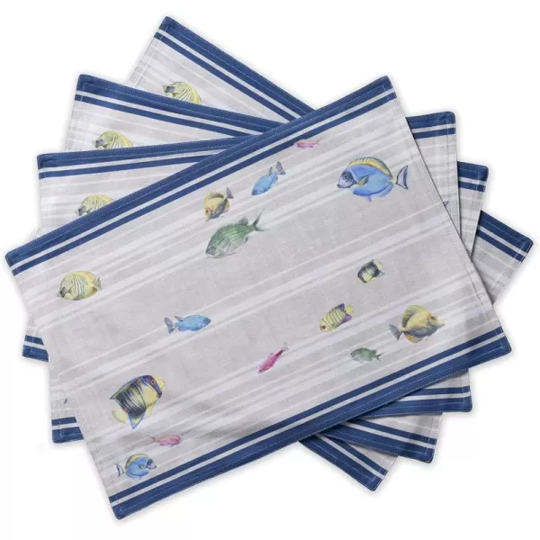 imageMaison d Hermine Placemats 100 Cotton Set of 4 Dinner Placemat Decorative Washable Cloth Placemat Dining Buffet Parties ampamp Camping Rose Garden  SpringSummer36  Poisson