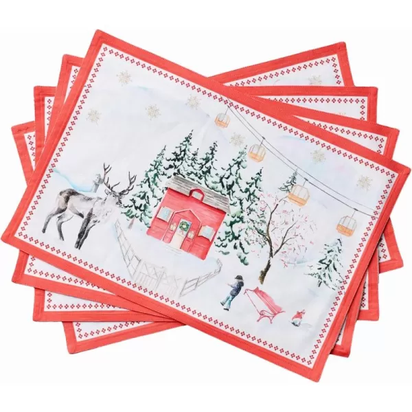 imageMaison d Hermine Placemats Set of 4 100 Cotton Decorative Washable Table Place Mat for Gifts Kitchen Party Wedding Restaurant ampamp Camping Rural Christmas  ThanksgivingChristmas