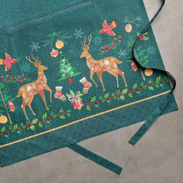 imageCotton Apron with Center Pocket Kitchen Unisex Cloth Apron 1 Piece with Long Ties for Painting Cooking Baking Restaurant12  Hygge Christmas