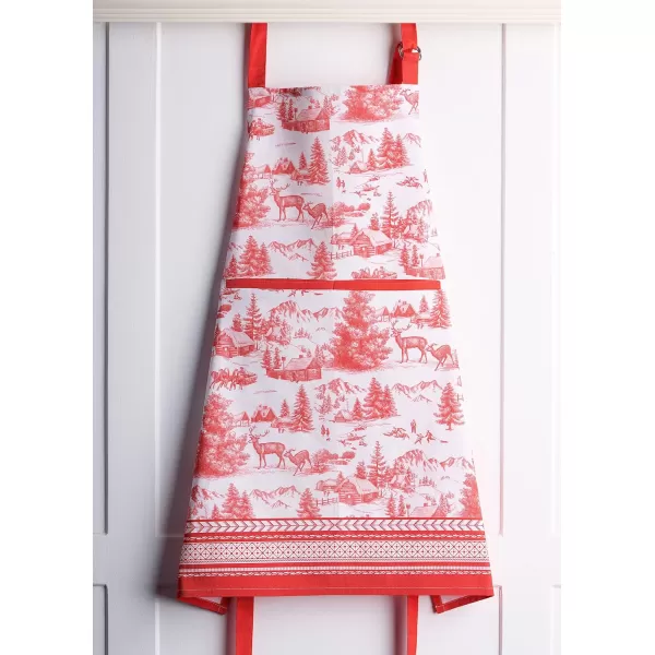 imageCotton Apron with Center Pocket Kitchen Unisex Cloth Apron 1 Piece with Long Ties for Painting Cooking Baking Restaurant14  Winter Jouy