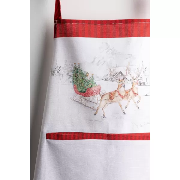 imageCotton Apron with Center Pocket Kitchen Unisex Cloth Apron 1 Piece with Long Ties for Painting Cooking Baking Restaurant19  Christmas Tradition