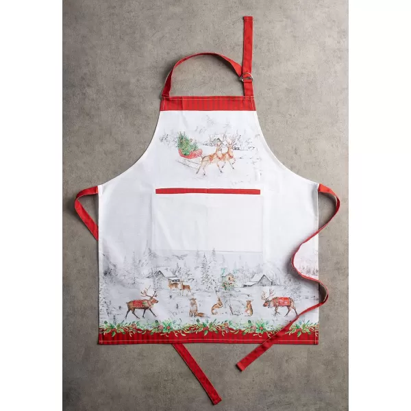 imageCotton Apron with Center Pocket Kitchen Unisex Cloth Apron 1 Piece with Long Ties for Painting Cooking Baking Restaurant19  Christmas Tradition