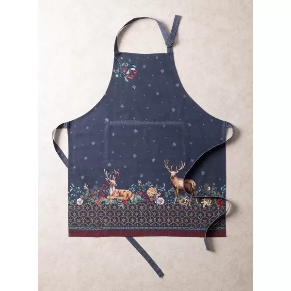 imageCotton Apron with Center Pocket Kitchen Unisex Cloth Apron 1 Piece with Long Ties for Painting Cooking Baking Restaurant20  Christmas Joy