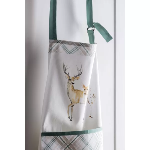 imageCotton Apron with Center Pocket Kitchen Unisex Cloth Apron 1 Piece with Long Ties for Painting Cooking Baking Restaurant4  Deer in the Woods With Pocket