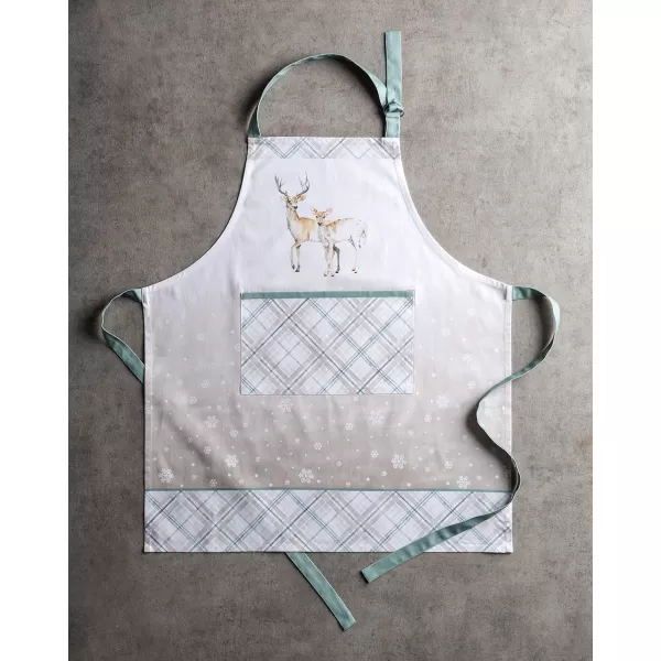 imageCotton Apron with Center Pocket Kitchen Unisex Cloth Apron 1 Piece with Long Ties for Painting Cooking Baking Restaurant4  Deer in the Woods With Pocket