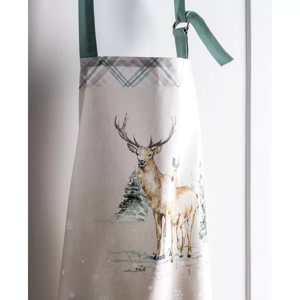 imageCotton Apron with Center Pocket Kitchen Unisex Cloth Apron 1 Piece with Long Ties for Painting Cooking Baking Restaurant4  Deer in the Woods Without Pocket