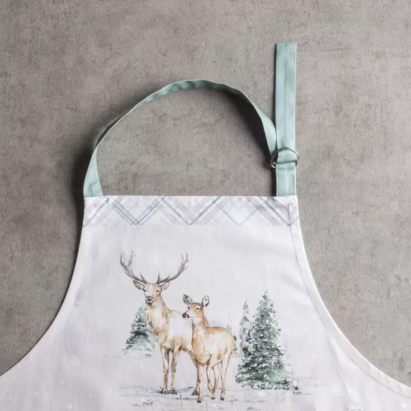 imageCotton Apron with Center Pocket Kitchen Unisex Cloth Apron 1 Piece with Long Ties for Painting Cooking Baking Restaurant4  Deer in the Woods Without Pocket