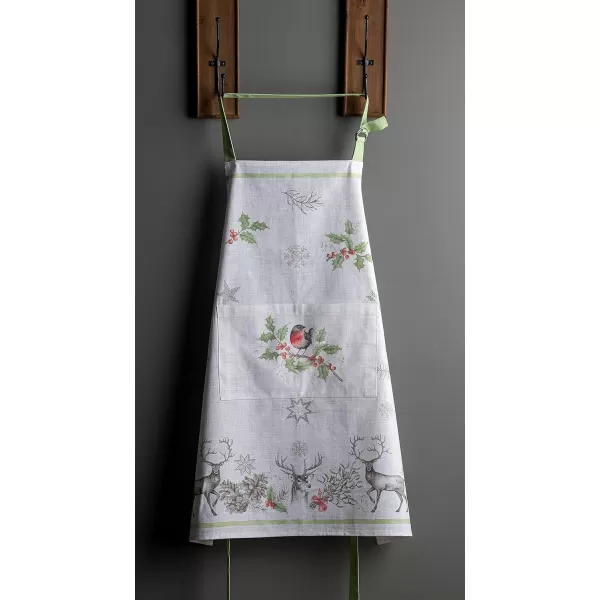 imageCotton Apron with Center Pocket Kitchen Unisex Cloth Apron 1 Piece with Long Ties for Painting Cooking Baking Restaurant6  Christmas Dew