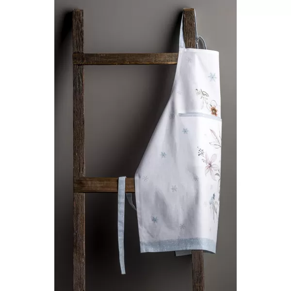 imageCotton Apron with Center Pocket Kitchen Unisex Cloth Apron 1 Piece with Long Ties for Painting Cooking Baking Restaurant7  Ice Florals