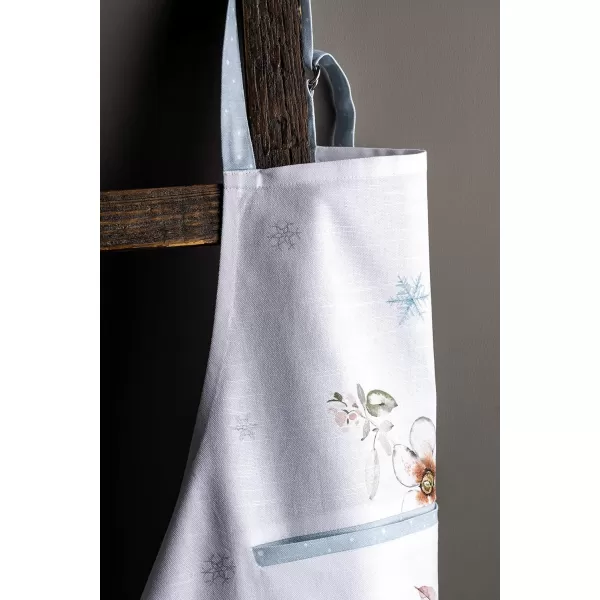 imageCotton Apron with Center Pocket Kitchen Unisex Cloth Apron 1 Piece with Long Ties for Painting Cooking Baking Restaurant7  Ice Florals