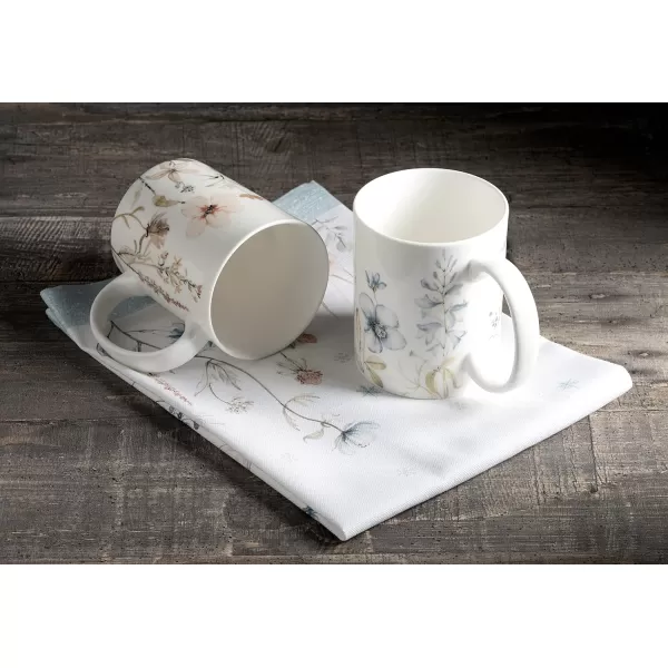 imageMaison d Hermine Coffee Mug with Handles Fine Bone China Mug Pack of Two for Hot Beverages  Coffee Cappuccino Latte Cocoa Perfect Gifts for Mothers Day Dining Buffet Party Holly Time 12 Ounce10  Ice Florals
