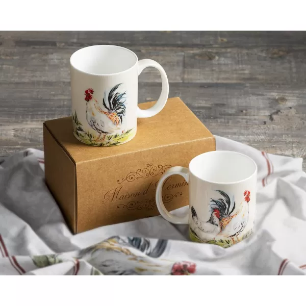 imageMaison d Hermine Coffee Mug with Handles Fine Bone China Mug Pack of Two for Hot Beverages  Coffee Cappuccino Latte Cocoa Perfect Gifts for Mothers Day Dining Buffet Party Holly Time 12 Ounce08  Campagne