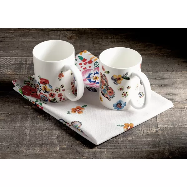 imageMaison d Hermine Coffee Mug with Handles Fine Bone China Mug Pack of Two for Hot Beverages  Coffee Cappuccino Latte Cocoa Perfect Gifts for Mothers Day Dining Buffet Party Holly Time 12 Ounce16  Happy Florals  High Summer  High Summer