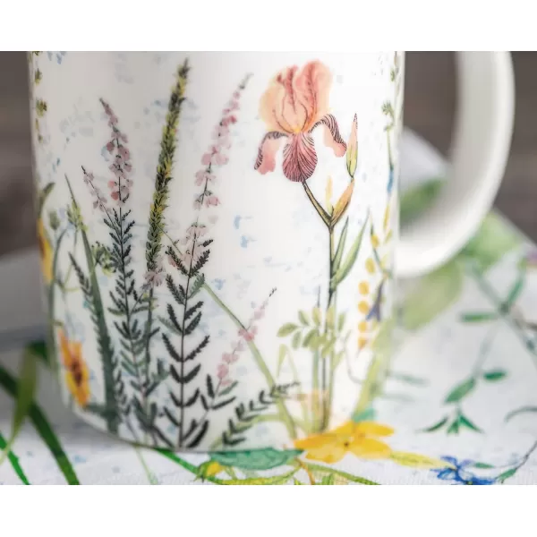 imageMaison d Hermine Coffee Mug with Handles Fine Bone China Mug Pack of Two for Hot Beverages  Coffee Cappuccino Latte Cocoa Perfect Gifts for Mothers Day Dining Buffet Party Holly Time 12 Ounce01  Fleurs De Mai
