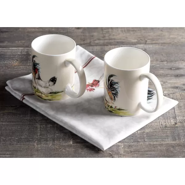 imageMaison d Hermine Coffee Mug with Handles Fine Bone China Mug Pack of Two for Hot Beverages  Coffee Cappuccino Latte Cocoa Perfect Gifts for Mothers Day Dining Buffet Party Holly Time 12 Ounce08  Campagne