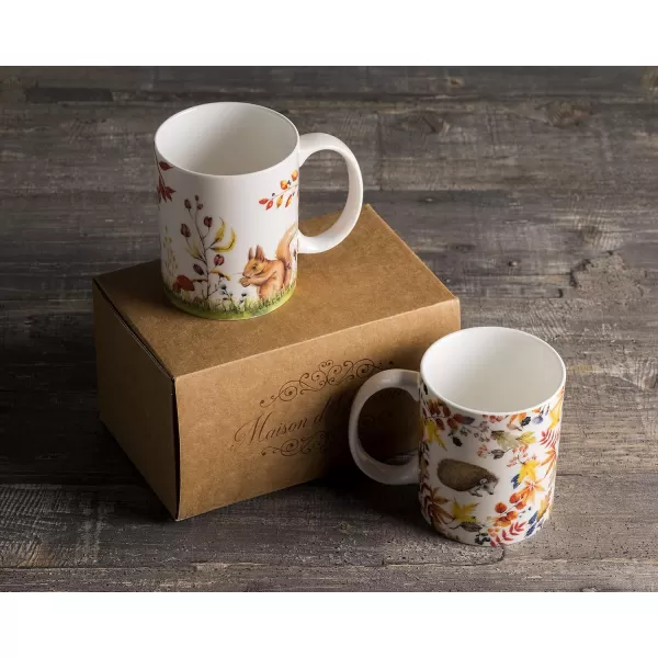 imageMaison d Hermine Coffee Mug with Handles Fine Bone China Mug Pack of Two for Hot Beverages  Coffee Cappuccino Latte Cocoa Perfect Gifts for Mothers Day Dining Buffet Party Holly Time 12 Ounce03  Morzine  Bois