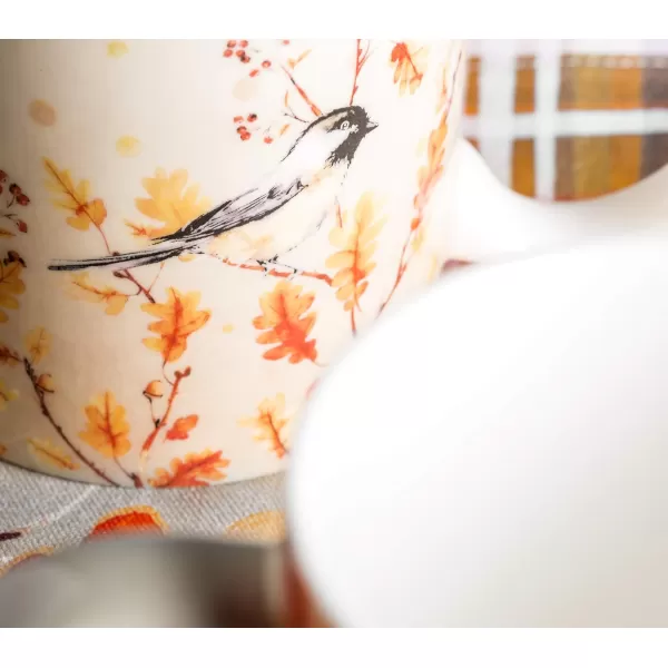 imageMaison d Hermine Coffee Mug with Handles Fine Bone China Mug Pack of Two for Hot Beverages  Coffee Cappuccino Latte Cocoa Perfect Gifts for Mothers Day Dining Buffet Party Holly Time 12 Ounce22  Oak Leaves