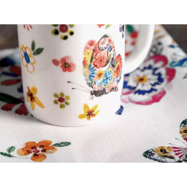 imageMaison d Hermine Coffee Mug with Handles Fine Bone China Mug Pack of Two for Hot Beverages  Coffee Cappuccino Latte Cocoa Perfect Gifts for Mothers Day Dining Buffet Party Holly Time 12 Ounce16  Happy Florals  High Summer  High Summer