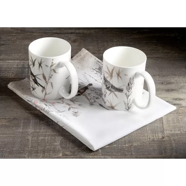 imageMaison d Hermine Coffee Mug with Handles Fine Bone China Mug Pack of Two for Hot Beverages  Coffee Cappuccino Latte Cocoa Perfect Gifts for Mothers Day Dining Buffet Party Holly Time 12 Ounce19  Meadow Florals