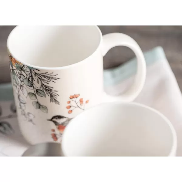 imageMaison d Hermine Coffee Mug with Handles Fine Bone China Mug Pack of Two for Hot Beverages  Coffee Cappuccino Latte Cocoa Perfect Gifts for Mothers Day Dining Buffet Party Holly Time 12 Ounce15  Whitish Shabby Chique