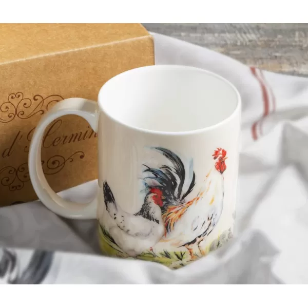 imageMaison d Hermine Coffee Mug with Handles Fine Bone China Mug Pack of Two for Hot Beverages  Coffee Cappuccino Latte Cocoa Perfect Gifts for Mothers Day Dining Buffet Party Holly Time 12 Ounce08  Campagne