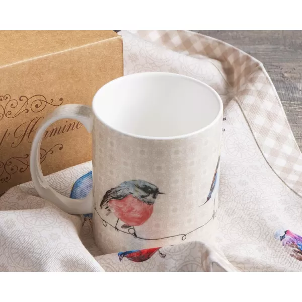 imageMaison d Hermine Coffee Mug with Handles Fine Bone China Mug Pack of Two for Hot Beverages  Coffee Cappuccino Latte Cocoa Perfect Gifts for Mothers Day Dining Buffet Party Holly Time 12 Ounce07  Birdies On Wire