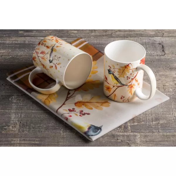 imageMaison d Hermine Coffee Mug with Handles Fine Bone China Mug Pack of Two for Hot Beverages  Coffee Cappuccino Latte Cocoa Perfect Gifts for Mothers Day Dining Buffet Party Holly Time 12 Ounce22  Oak Leaves