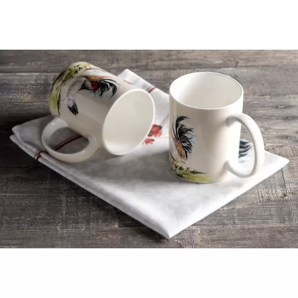 imageMaison d Hermine Coffee Mug with Handles Fine Bone China Mug Pack of Two for Hot Beverages  Coffee Cappuccino Latte Cocoa Perfect Gifts for Mothers Day Dining Buffet Party Holly Time 12 Ounce08  Campagne