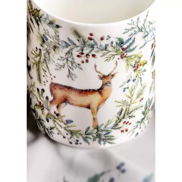 imageMaison d Hermine Coffee Mug with Handles Fine Bone China Mug Pack of Two for Hot Beverages  Coffee Cappuccino Latte Cocoa Perfect Gifts for Mothers Day Dining Buffet Party Holly Time 12 Ounce13  Holly Time
