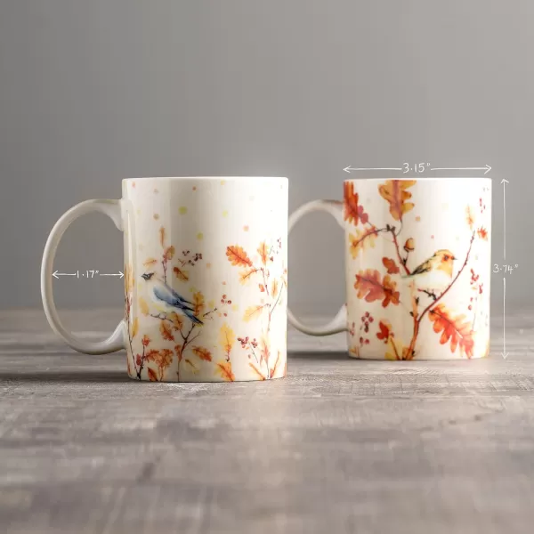 imageMaison d Hermine Coffee Mug with Handles Fine Bone China Mug Pack of Two for Hot Beverages  Coffee Cappuccino Latte Cocoa Perfect Gifts for Mothers Day Dining Buffet Party Holly Time 12 Ounce22  Oak Leaves