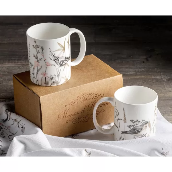 imageMaison d Hermine Coffee Mug with Handles Fine Bone China Mug Pack of Two for Hot Beverages  Coffee Cappuccino Latte Cocoa Perfect Gifts for Mothers Day Dining Buffet Party Holly Time 12 Ounce19  Meadow Florals