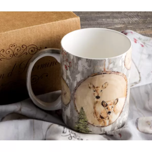 imageMaison d Hermine Coffee Mug with Handles Fine Bone China Mug Pack of Two for Hot Beverages  Coffee Cappuccino Latte Cocoa Perfect Gifts for Mothers Day Dining Buffet Party Holly Time 12 Ounce27  Mountain Life