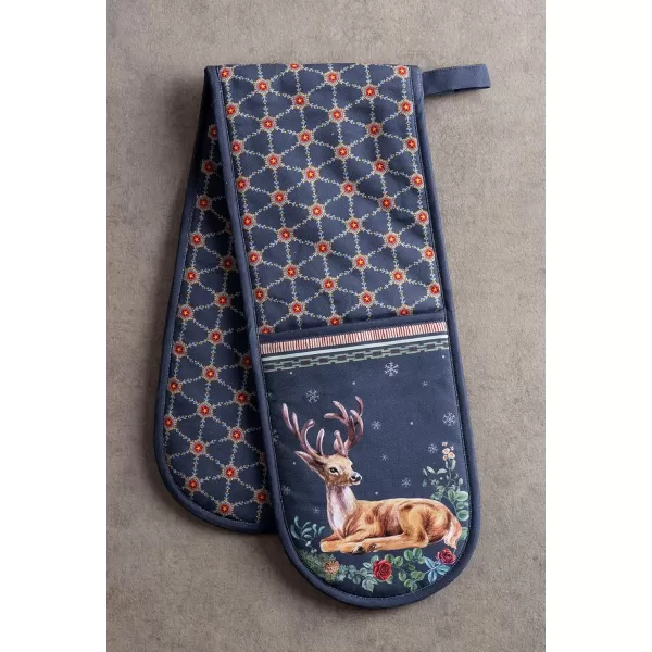 imageMaison d Hermine Double Oven Glove 100 Cotton 7 Inch x 35 Inch with Loop Heat Resistant BBQ Cooking Grilling Barbeque Pumpkin Garden  Dark Green  ThanksgivingChristmas14  Christmas Joy