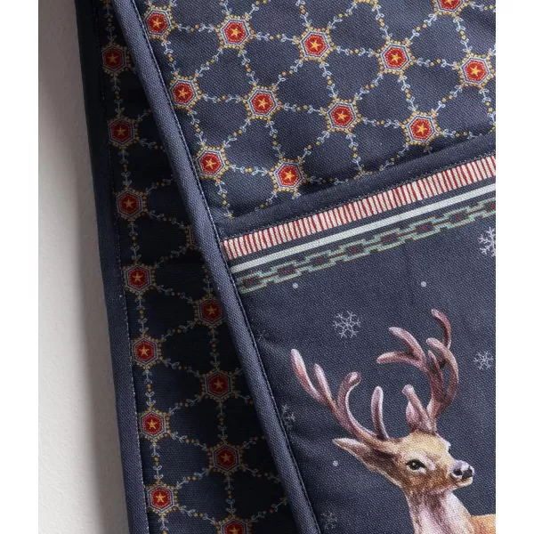 imageMaison d Hermine Double Oven Glove 100 Cotton 7 Inch x 35 Inch with Loop Heat Resistant BBQ Cooking Grilling Barbeque Pumpkin Garden  Dark Green  ThanksgivingChristmas14  Christmas Joy