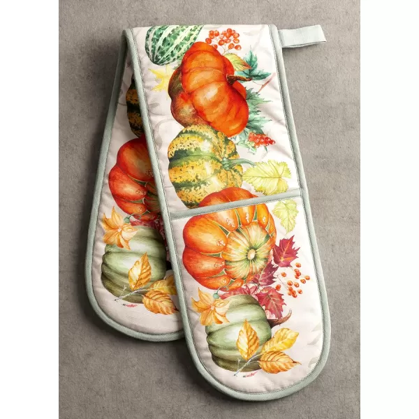 imageMaison d Hermine Double Oven Glove 100 Cotton 7 Inch x 35 Inch with Loop Heat Resistant BBQ Cooking Grilling Barbeque Pumpkin Garden  Dark Green  ThanksgivingChristmas40  Lumina