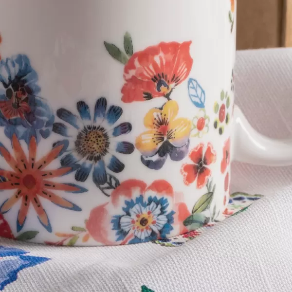 imageMaison d Hermine Mug with Handles Fine Bone China Coffee Mug Pack of One for Hot Beverages  Coffee Cappuccino Cocoa Perfect for Wife Girlfriend Colmar  Blue 15 Oz16  Happy Florals  High Summer  Its Summer