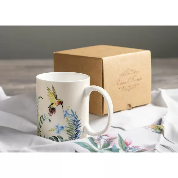 imageMaison d Hermine Mug with Handles Fine Bone China Coffee Mug Pack of One for Hot Beverages  Coffee Cappuccino Cocoa Perfect for Wife Girlfriend Colmar  Blue 15 Oz12  Tropiques  Humming Bird