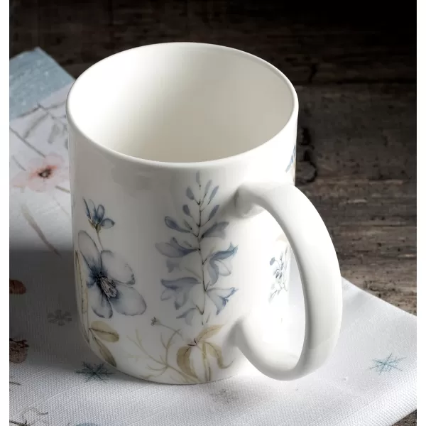 imageMaison d Hermine Mug with Handles Fine Bone China Coffee Mug Pack of One for Hot Beverages  Coffee Cappuccino Cocoa Perfect for Wife Girlfriend Colmar  Blue 15 Oz10  Ice Florals  Forsty Morning