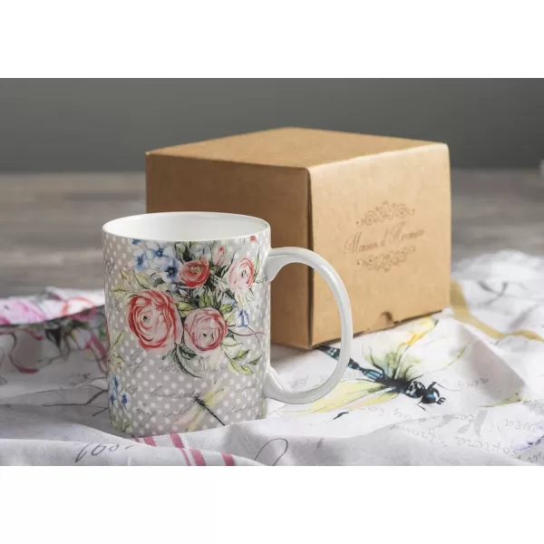 imageMaison d Hermine Mug with Handles Fine Bone China Coffee Mug Pack of One for Hot Beverages  Coffee Cappuccino Cocoa Perfect for Wife Girlfriend Colmar  Blue 15 Oz18  Champ De Mars  Dotty