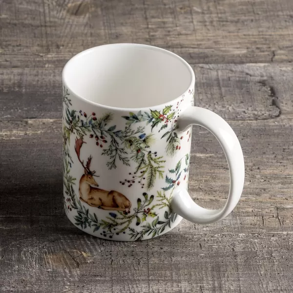 imageMaison d Hermine Mug with Handles Fine Bone China Coffee Mug Pack of One for Hot Beverages  Coffee Cappuccino Cocoa Perfect for Wife Girlfriend Colmar  Blue 15 Oz13  Holly Time  Cerf