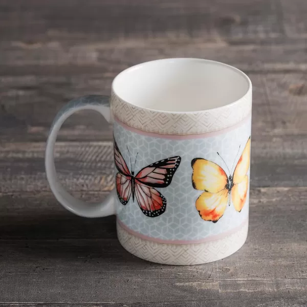 imageMaison d Hermine Mug with Handles Fine Bone China Coffee Mug Pack of One for Hot Beverages  Coffee Cappuccino Cocoa Perfect for Wife Girlfriend Colmar  Blue 15 Oz21  Blossoms In Spring  Butterfly