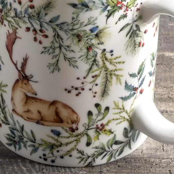 imageMaison d Hermine Mug with Handles Fine Bone China Coffee Mug Pack of One for Hot Beverages  Coffee Cappuccino Cocoa Perfect for Wife Girlfriend Colmar  Blue 15 Oz13  Holly Time  Cerf
