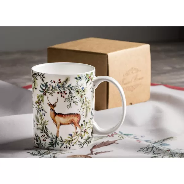 imageMaison d Hermine Mug with Handles Fine Bone China Coffee Mug Pack of One for Hot Beverages  Coffee Cappuccino Cocoa Perfect for Wife Girlfriend Colmar  Blue 15 Oz13  Holly Time  Biche