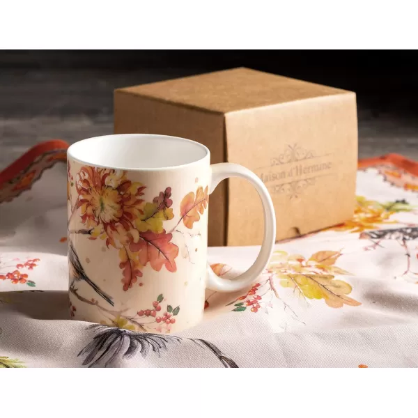 imageMaison d Hermine Mug with Handles Fine Bone China Coffee Mug Pack of One for Hot Beverages  Coffee Cappuccino Cocoa Perfect for Wife Girlfriend Colmar  Blue 15 Oz17  Kelim  Autumn Joy